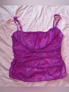 VINTAGE VICTORIA’s SECRET Y2K 2000s Women's Sparkle corset Top - Purple